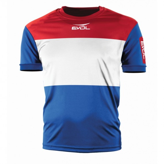 Crea Maglia calcio calcetto volley pallavolo tecnica, maniche corte Adulto  e Bambino Sportika girocollo, cuciture laterali